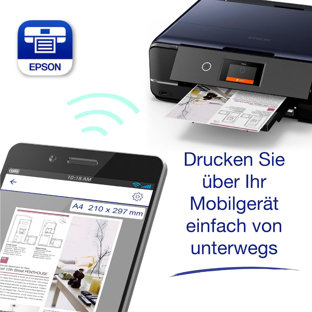 Epson Expression Photo XP-970 3-in-1 Tintenstrahl-Multifunktionsgerät Drucker (Scanner, Kopierer, WiFi, Ethernet, Duplex, 10,9 cm Touchscreen, Einzelpatronen, 6 Farben, DIN A3) schwarz, 10 x 15 cm