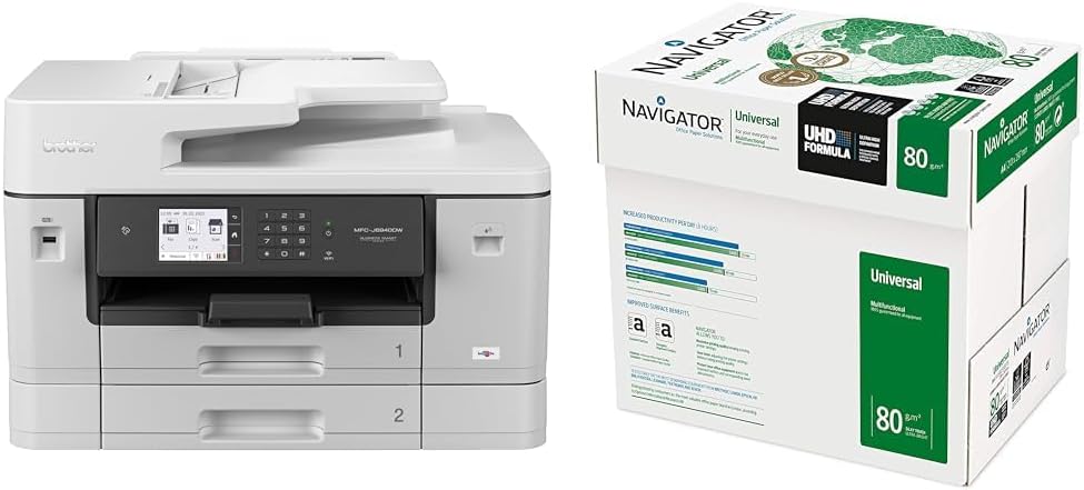 Brother MFC-J6940DW DIN A3 4-in-1 Farbtintenstrahl-Multifunktionsgerät (2 x 250 Blatt Papierkassette, Drucken, scannen, kopieren, faxen), Weiß, Mittel