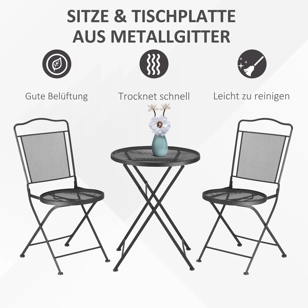 Outsunny Gartenmöbelset 3-teilig faltbar Balkonset Outdoor