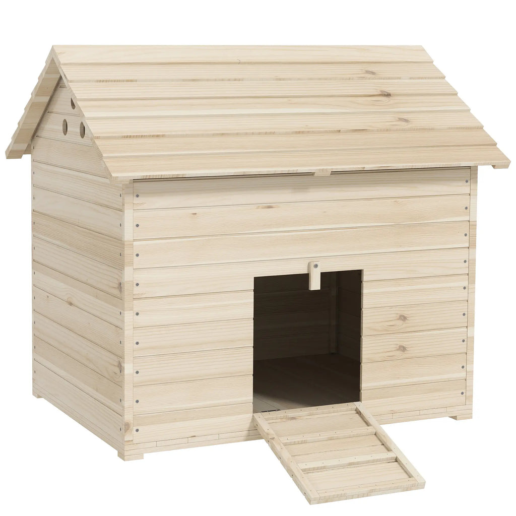 PawHut Entenhaus mit aufklappbarem Dach und Rampe Tannenholz