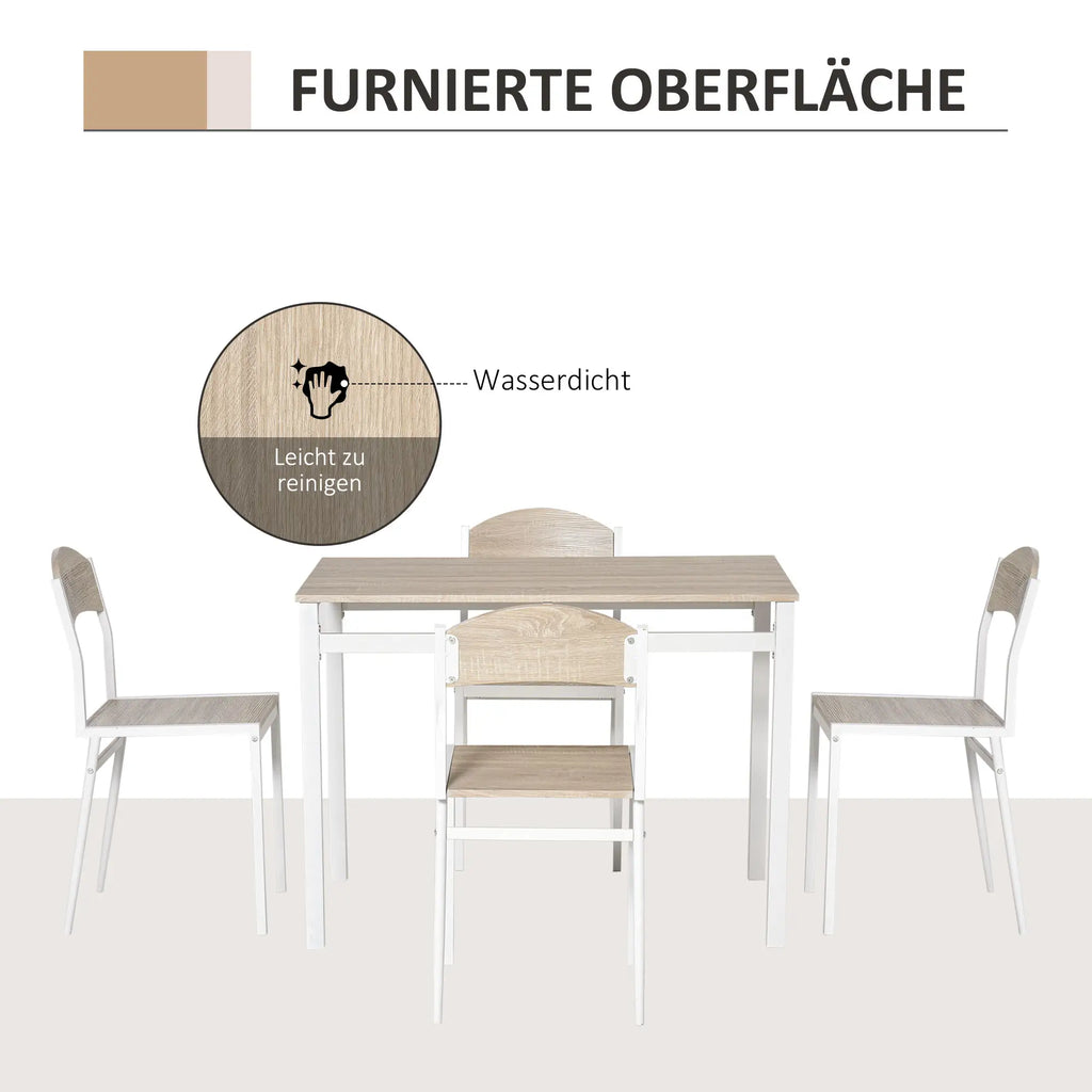 HOMCOM Essgruppe 5-teilig Landhausstil vielseitig einsetzbar