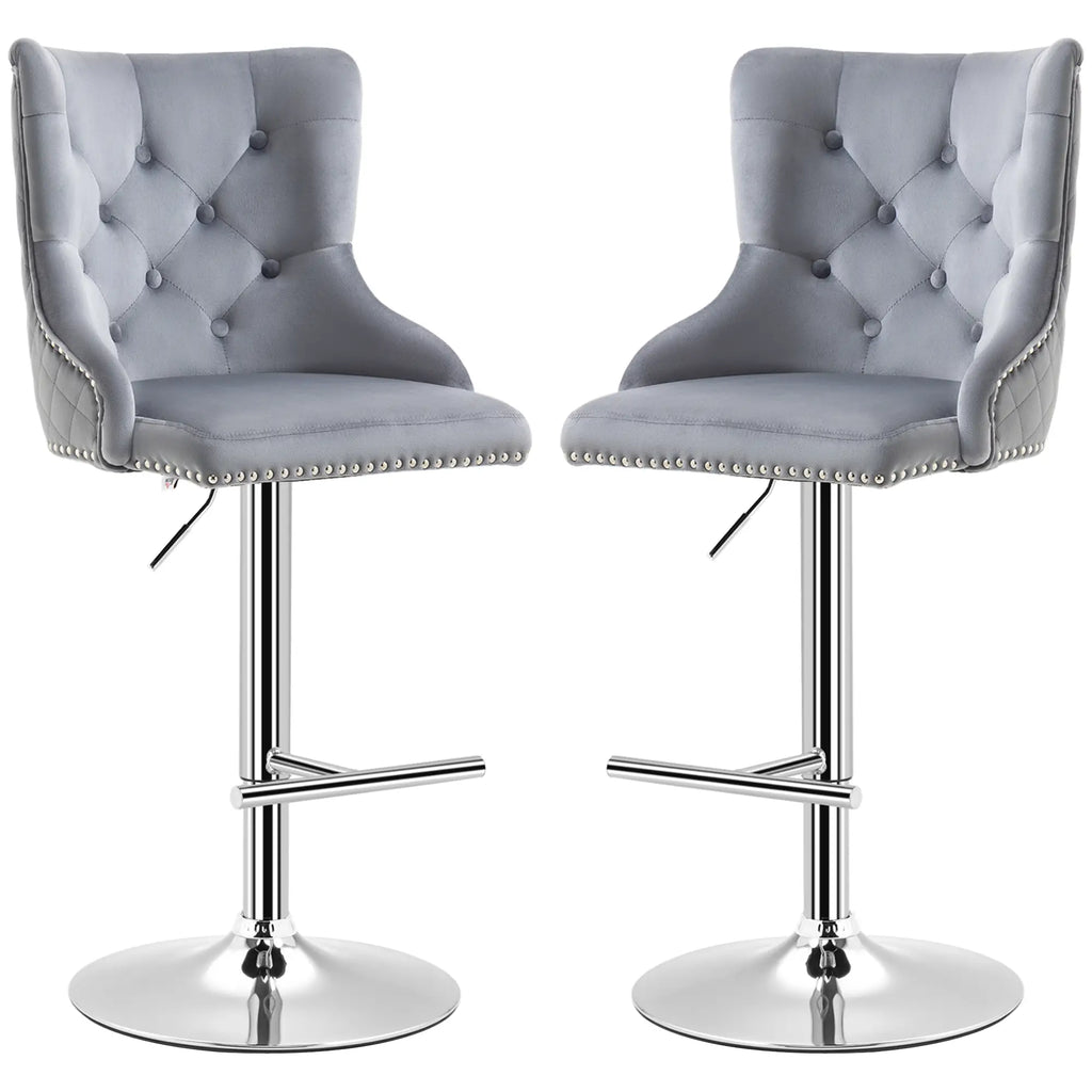 HOMCOM Barhocker 2er-Set höhenverstellbar drehbar Tufting