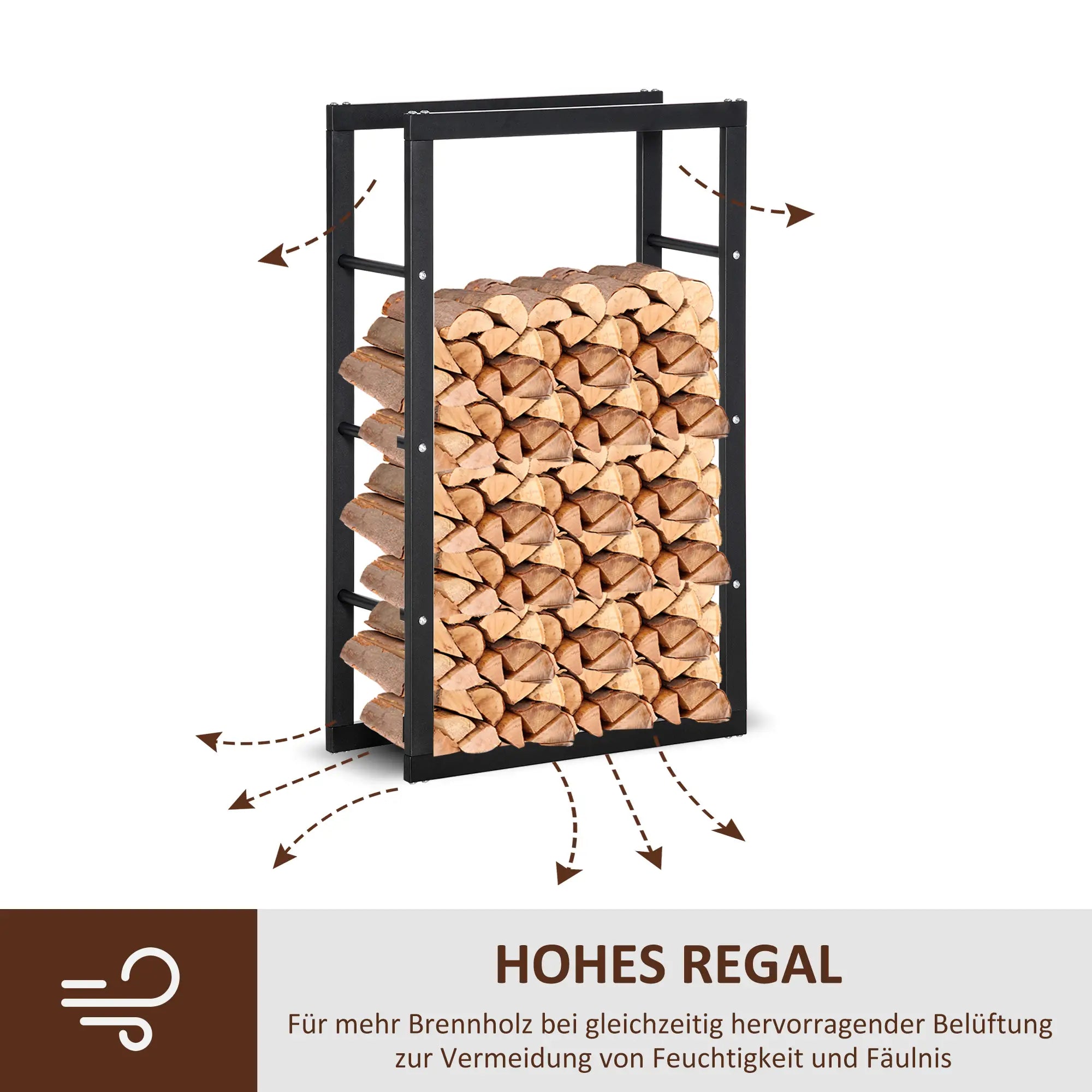 HOMCOM Kaminholzständer Kaminholzregal elegantes Design großer Stauraum