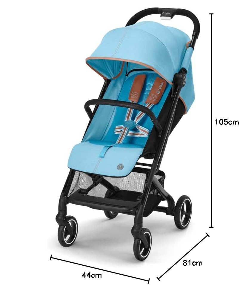 Cybex Gold Kinderwagen Beezy mit One-Pull Harness, Ab Geburt bis ca. 4 Jahre (max. 22 kg), Kompakt und ergonomisch, Almond Beige (Beige mit schwarzem Rahmen)