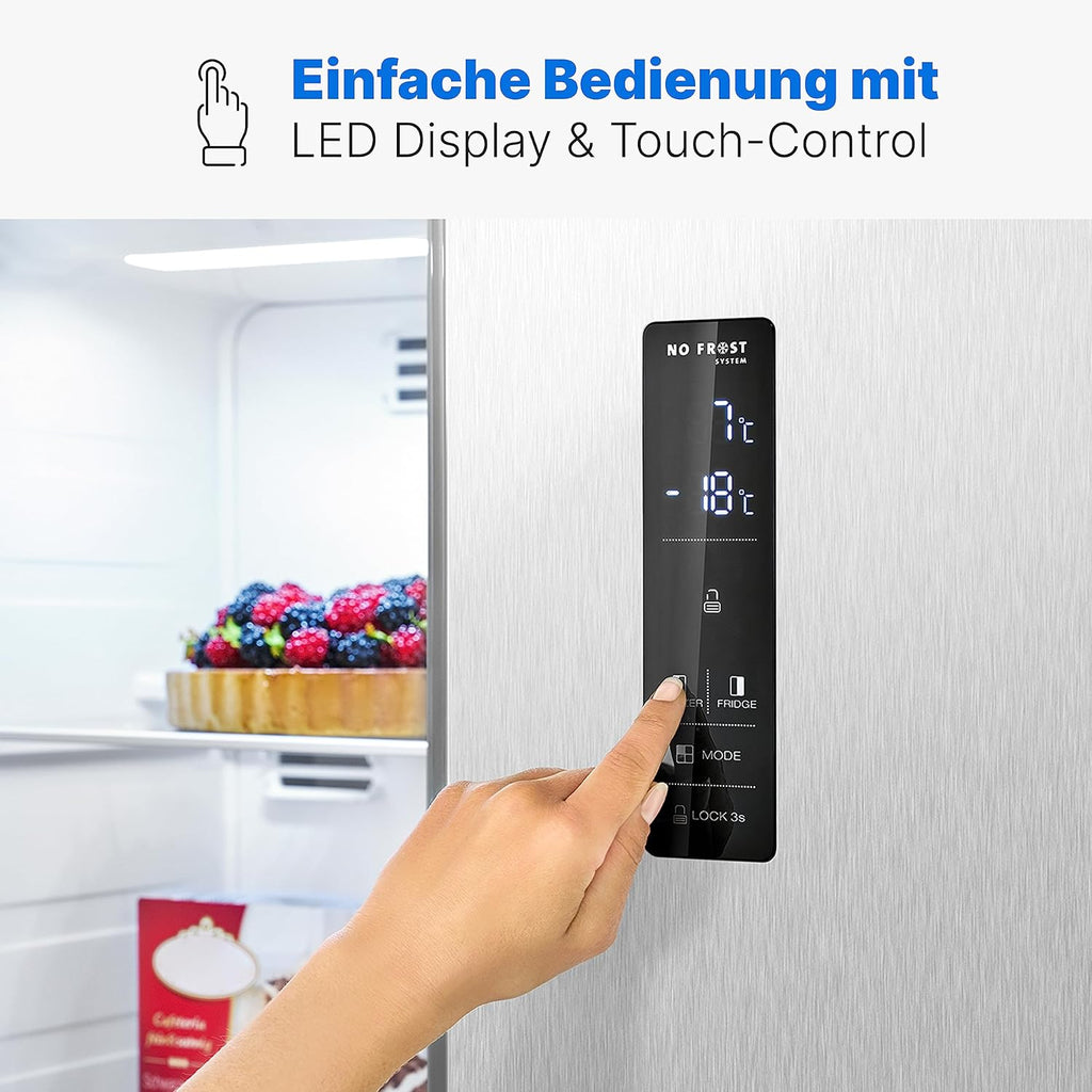 Bomann® Side by Side Kühl Gefrierkombination | No Frost | 442L Inhalt | Kühlschrank mit Gefrierfach | Kühlschrank mit MultiAirflow-Technologie | Verbrauch 287 kWh/Jahr | SBS 7344 inox