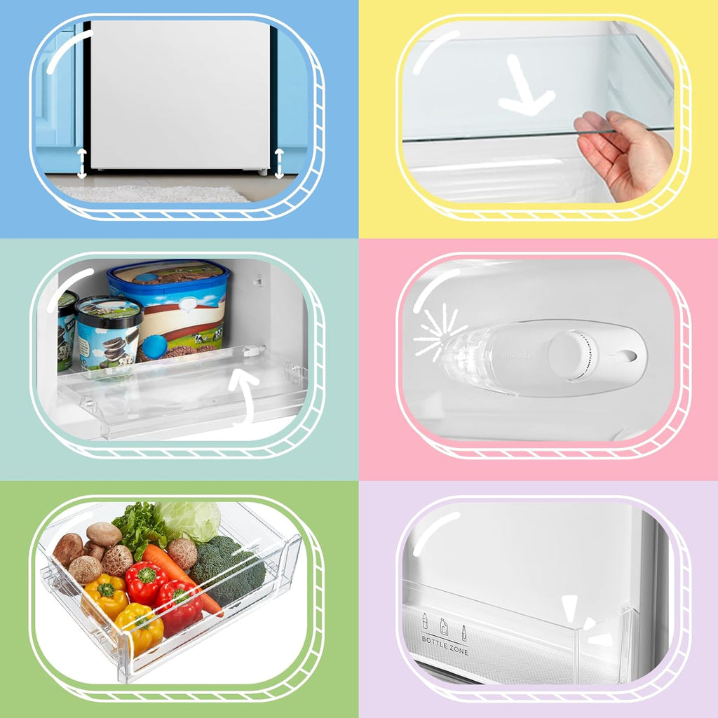 Comfee' RCB169DK3 Kühlschrank mit Gefrierfach 150cm Höhe/Kühl-/Gefrierkombination/Low Frost/174L/leise Kühlgefrierkombi 38dB/Einstellbare Kühlschranktemperatur/LED-Licht/156 kWh/Jahr/Schwarz