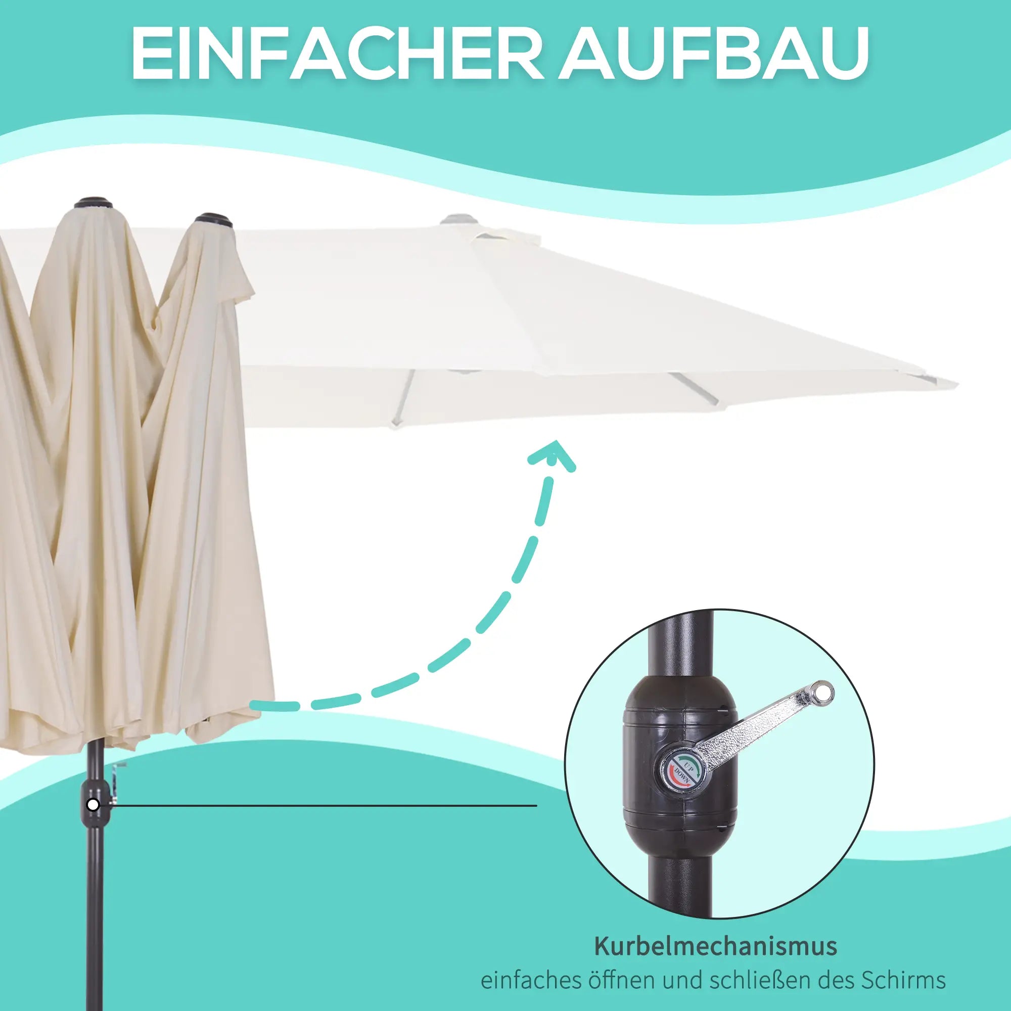Outsunny Doppel-Sonnenschirm Gartenschirm XXL mit Handkurbel Lüftung