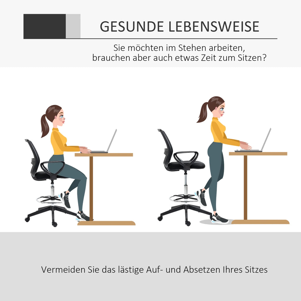 Vinsetto Bürostuhl höhenverstellbar mit Fußstütze ergonomisch