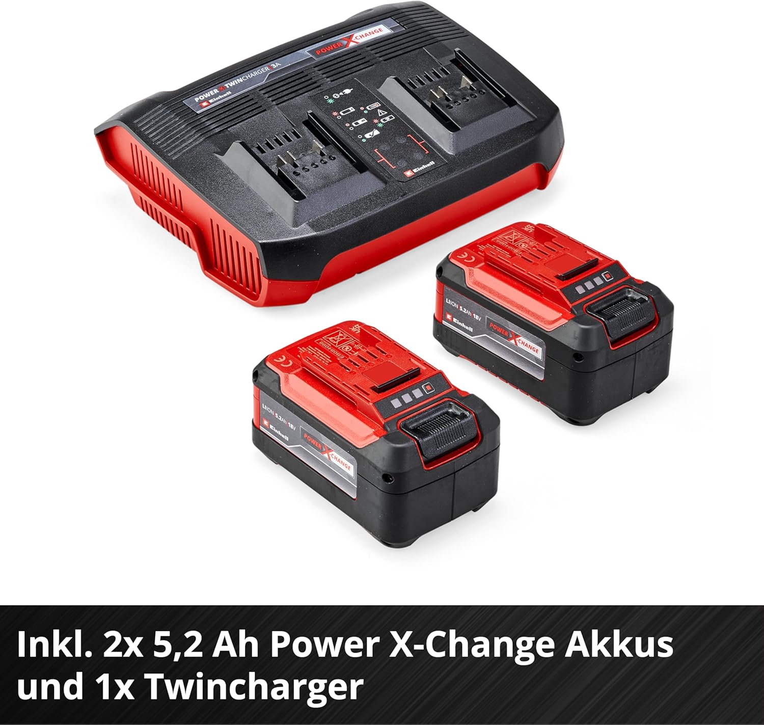 Einhell Akku-Rasenmher RASARRO 36/38 Kit Power X-Change (36 V, 38 cm Schnittbreite, 450 m, Brushless, Mulchfunktion, 45L Fangkorb, inkl. 2x 4,0 Ah Akkus + Twincharger)