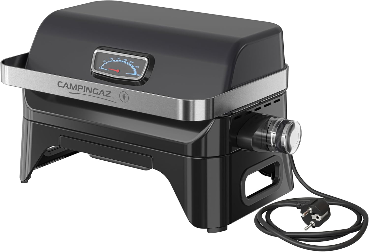 Campingaz Grill Attitude2go, Gasgrill & Elektrogrill, Tischgrill, tragbarer Balkon-, Camping-Grill, mit Deckel, Thermometer und Gusseisen-Grillrost, Betrieb mit Gas oder Elektro