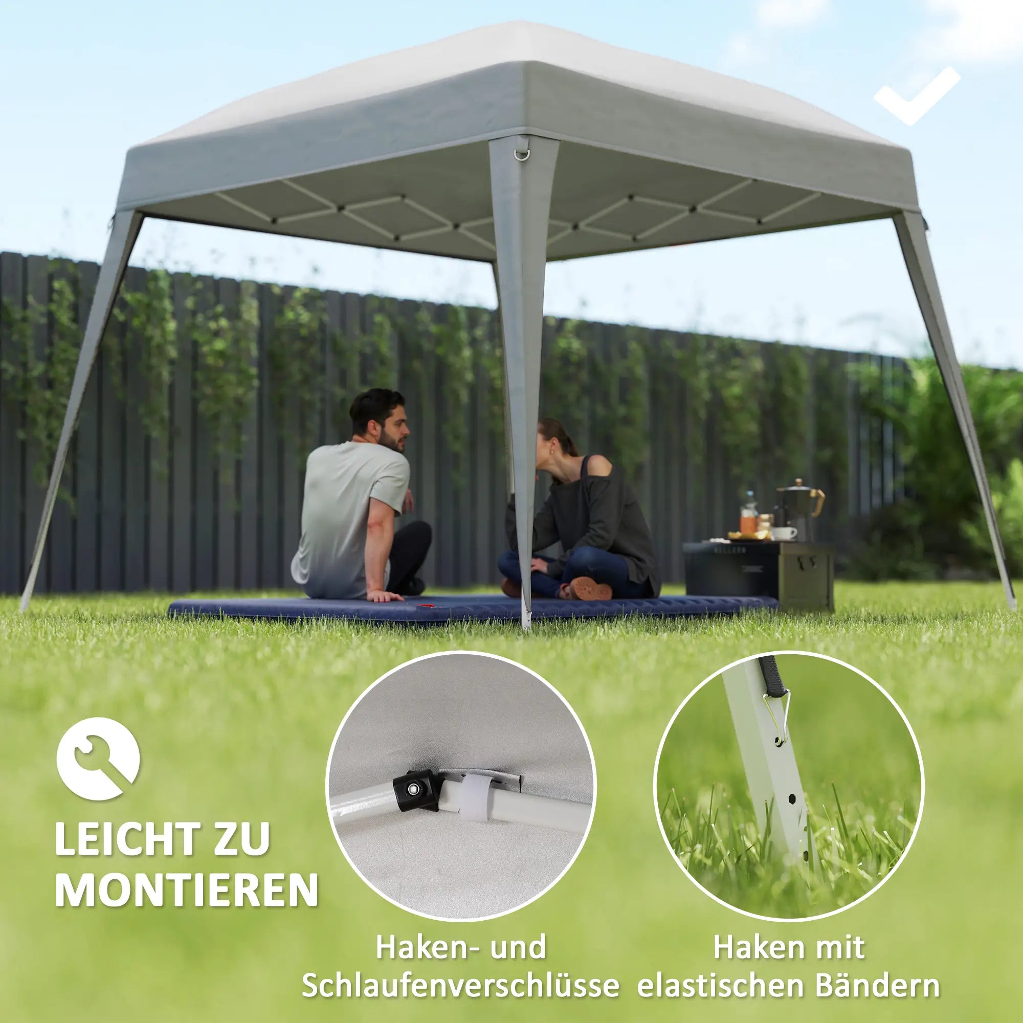 Outsunny Ersatzdach 3x3 m Hellgrau für Pavillon