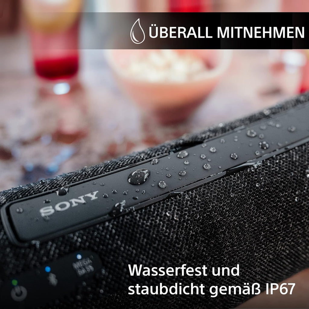 Sony SRS-XG300 - Tragbarer kabelloser Bluetooth-Lautsprecher mit starkem Partysound und Beleuchtung - wasserdicht, 25 Stunden Akkulaufzeit, Smartphone und Schnellladefunktion - Schwarz