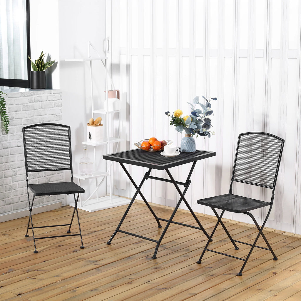Outsunny Bistroset 3-teilig klappbar wetterfest Outdoor grau