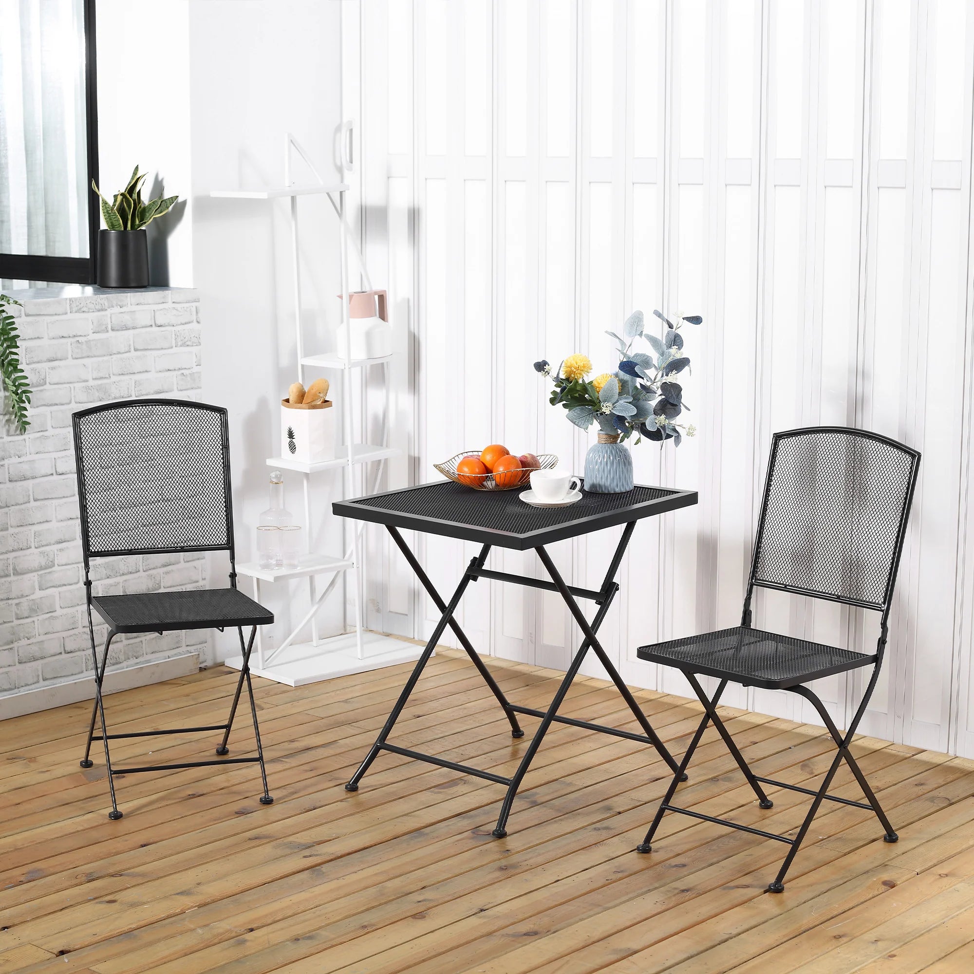Outsunny Bistroset 3-teilig klappbar wetterfest Outdoor grau