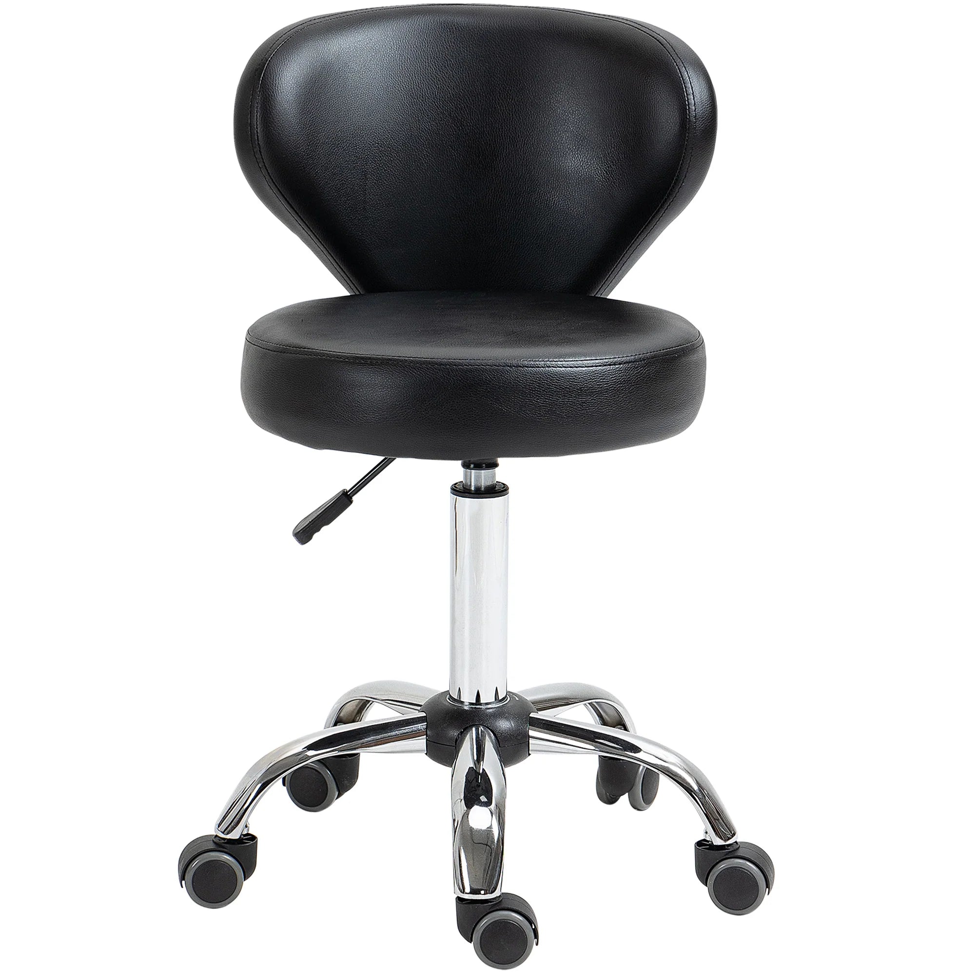 HOMCOM Rollhocker Massagehocker - drehbarer Arbeitshocker 360° - höhenverstellbare Sitzfläche 49-64H cm, ergonomische Rückenlehne