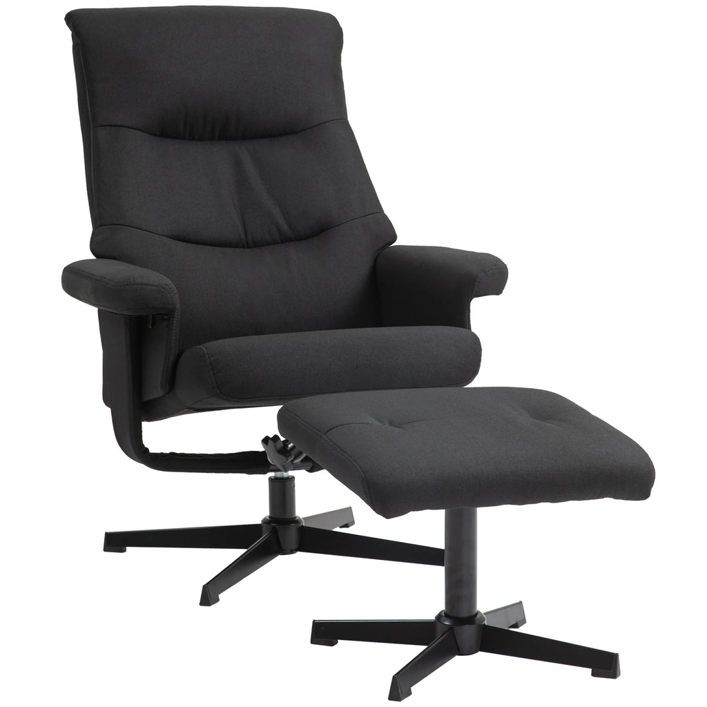 HOMCOM Relaxsessel mit Hocker & Liegefunktion Schwarz