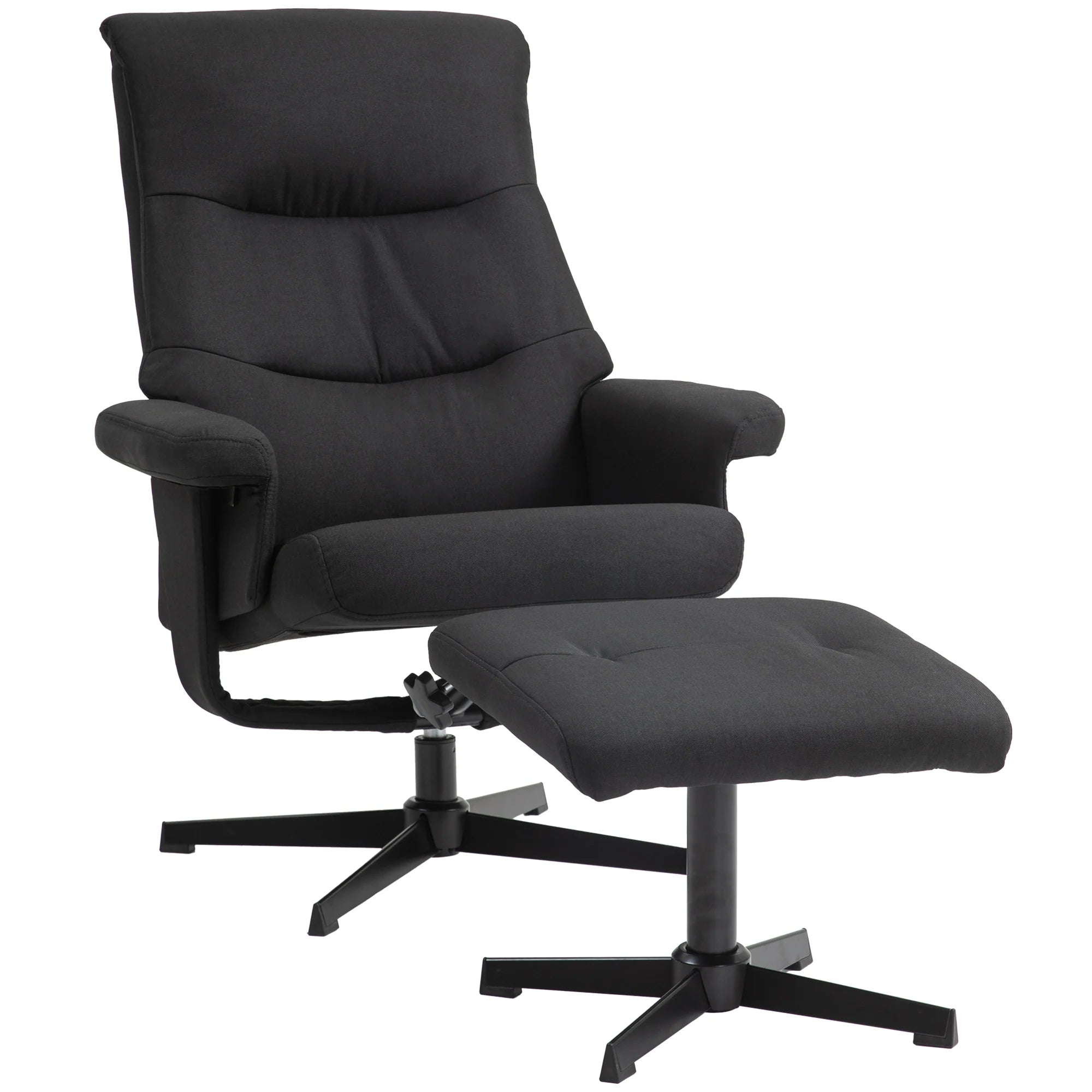 HOMCOM Relaxsessel mit Hocker & Liegefunktion Schwarz