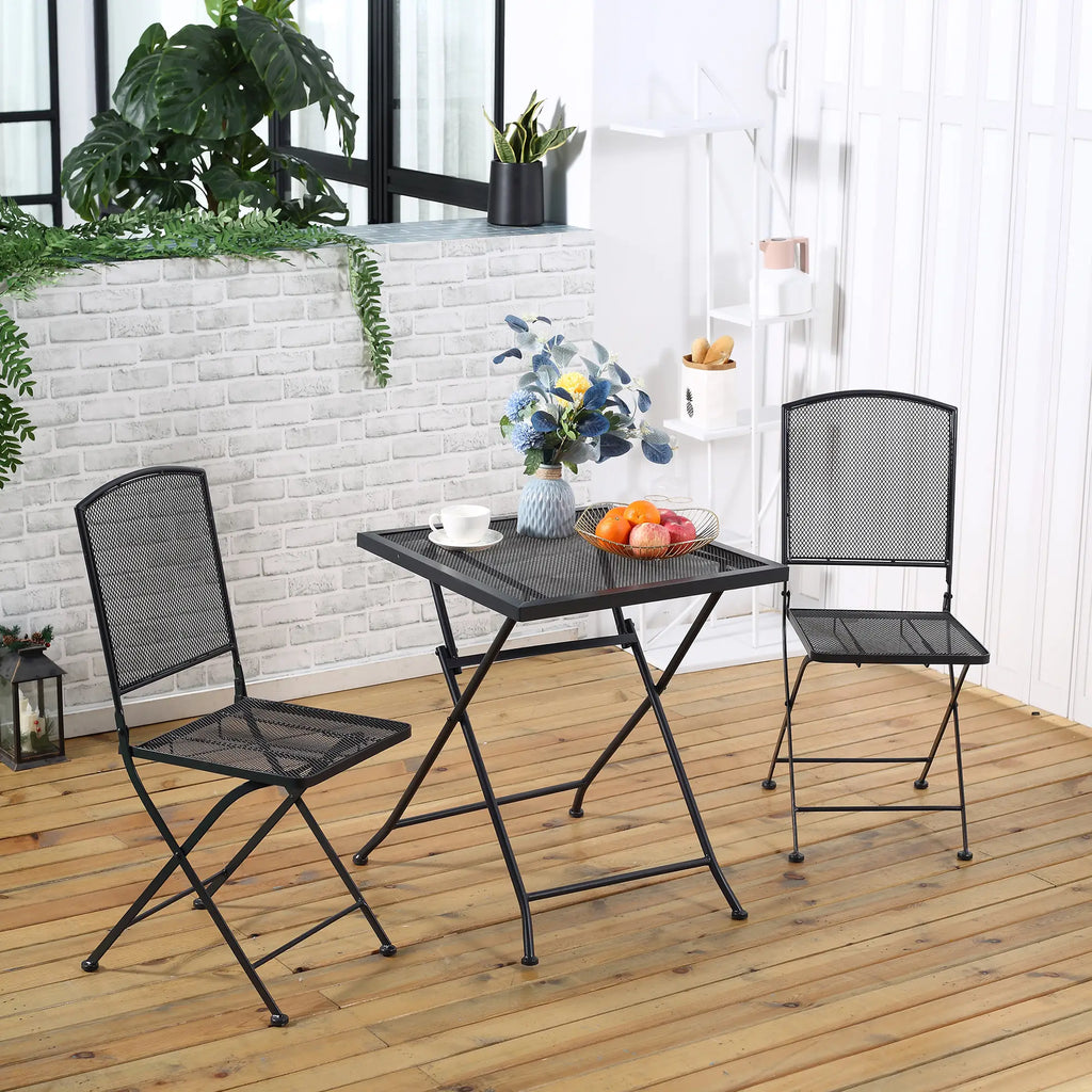 Outsunny Bistroset 3-teilig klappbar wetterfest Outdoor grau