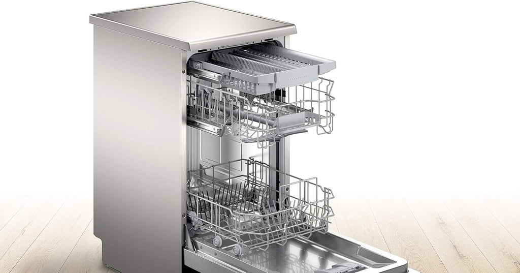 Bosch SPV2IKX10E Serie 2 Smarter Geschirrspüler vollintegriert, 45 cm breit, Besteckkorb, Extra Trocknen auf Knopfdruck, InfoLight roter Lichtpunkt am Boden, AquaStop Schutz gegen Wasserschäden, Weiß