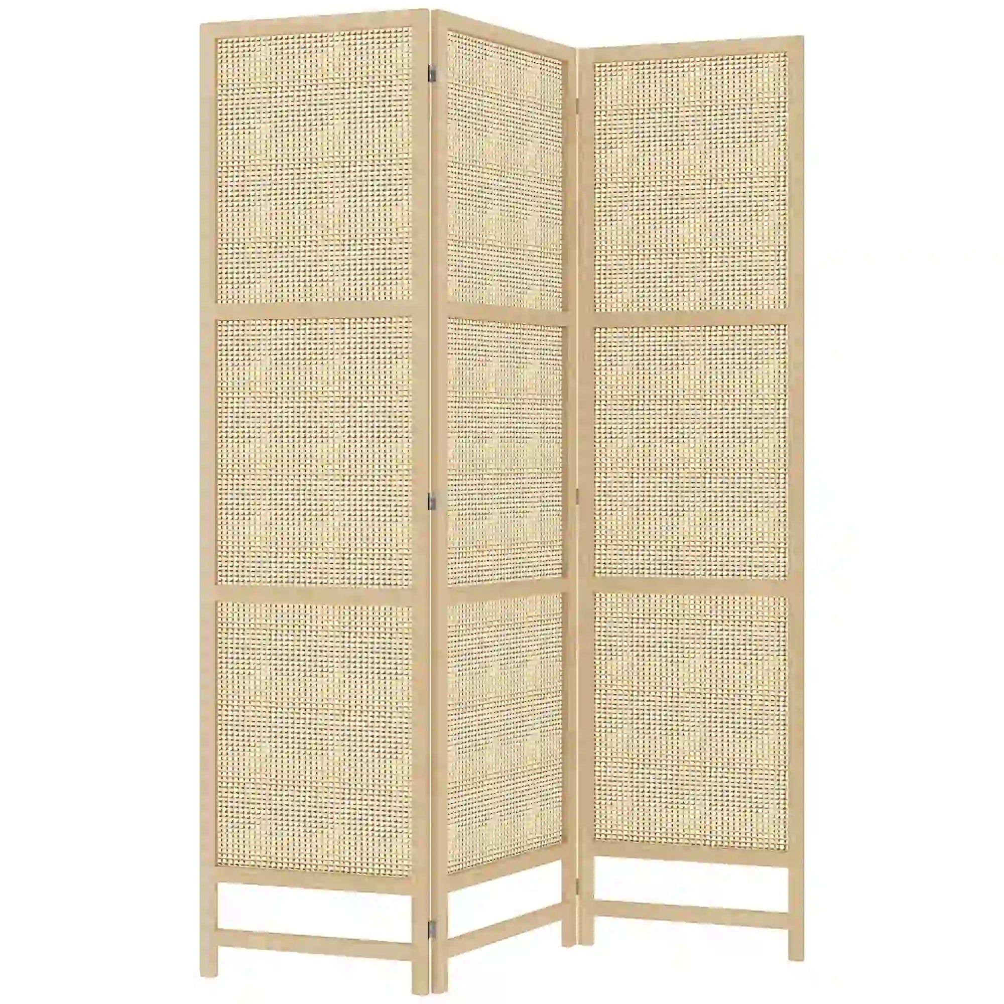 HOMCOM Paravent 3-teilig 135x180 cm aus PP-Rattan Natur