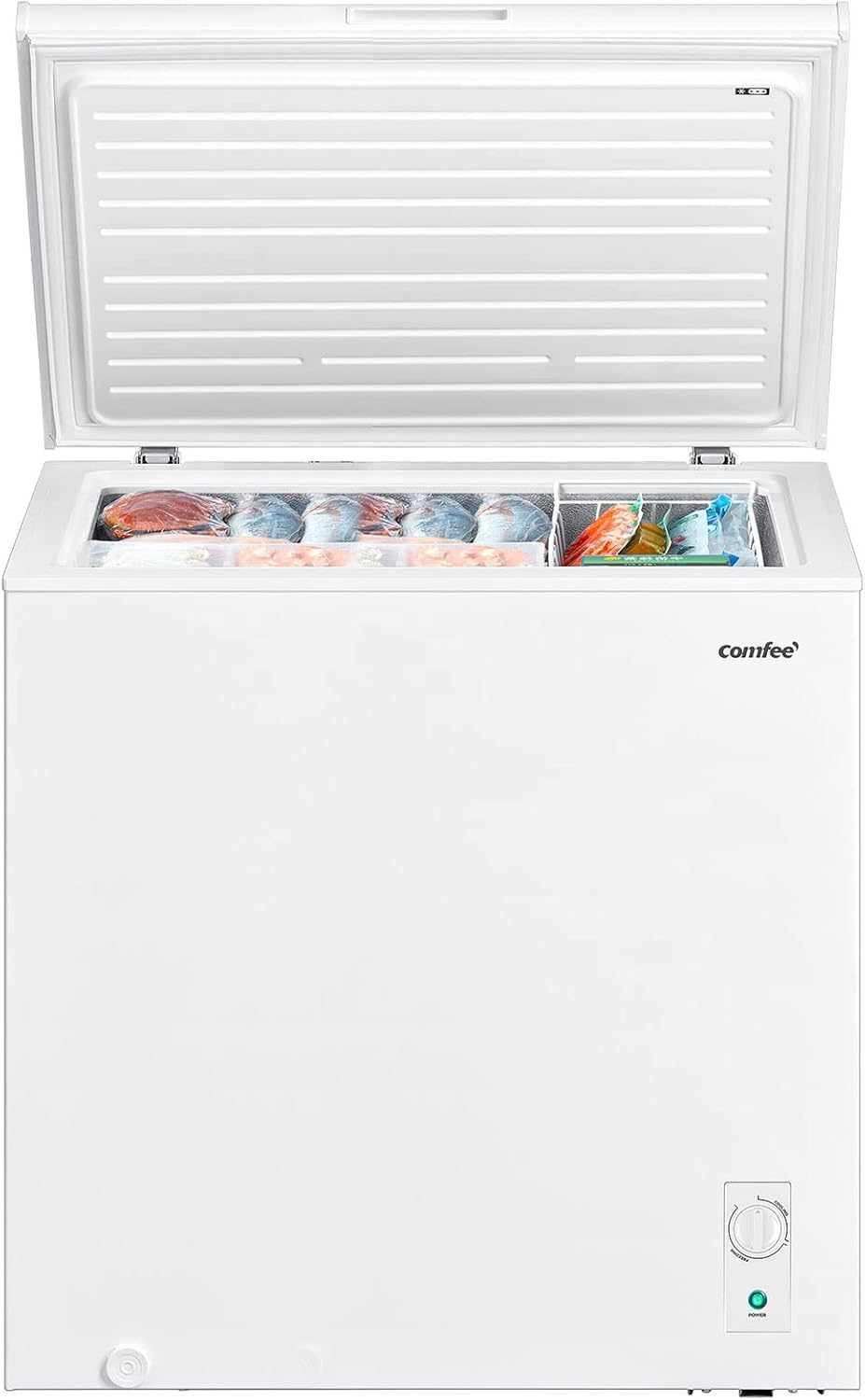 Comfee RCC100WH2(E) Gefriertruhe/169 kWh/Jahr/85cm hoch/99L/38dB/Geringe Lautstärke/Hoch effizientesD-förmigesRohr/Geeignet für verschiedene Einsatzszenarien/Einstellbarer Temperaturregler/Weiß