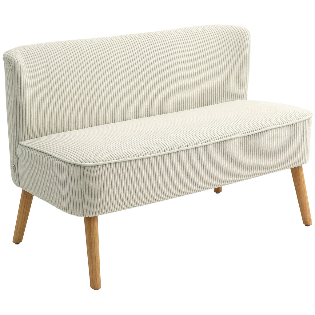 HOMCOM Zweisitzer Sofa Couch breite Sitzfläche weiche Polsterung cremeweiß