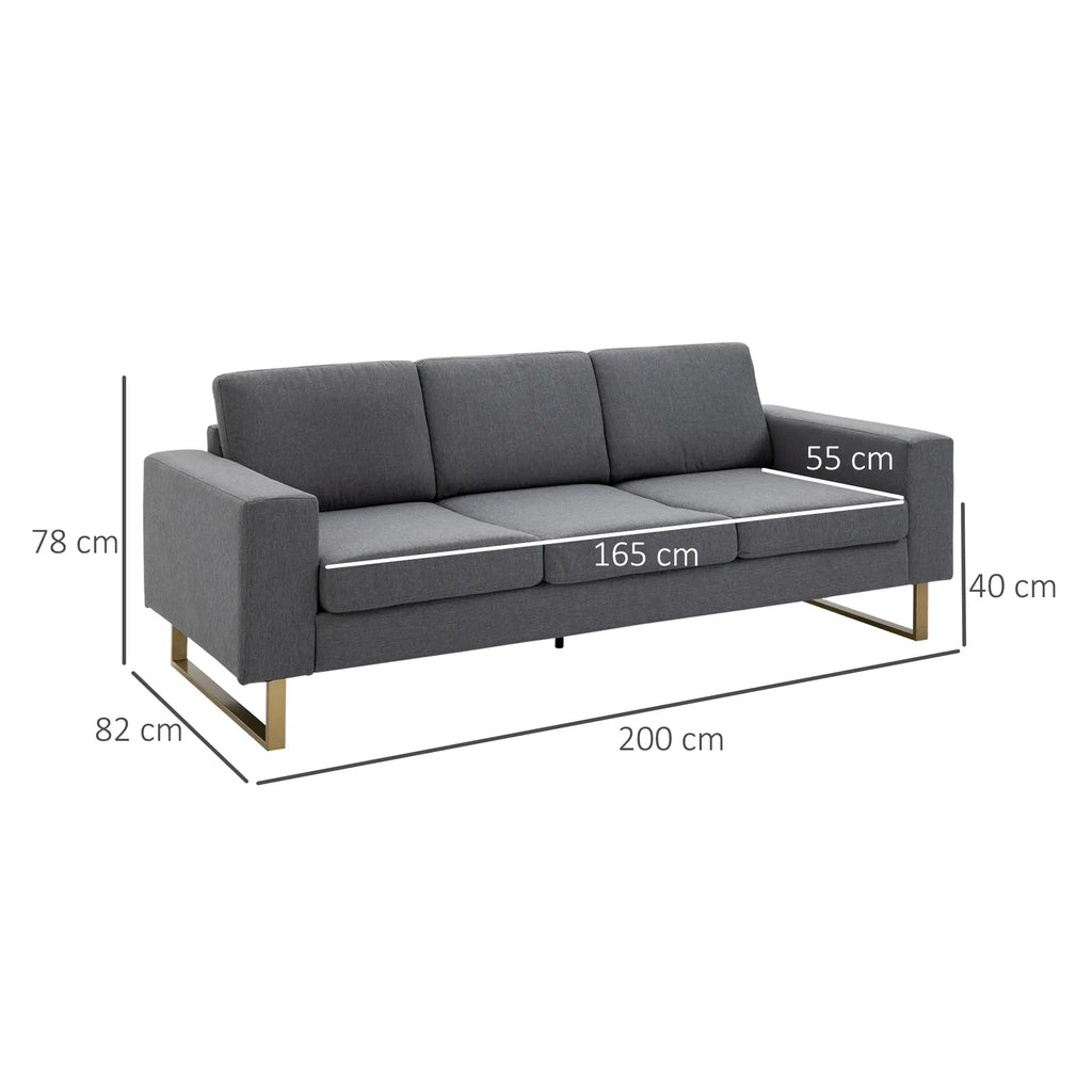 HOMCOM 3-Sitzer Sofa minimalistisches Design hoher Komfort Dunkelgrau