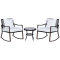 Outsunny Gartensitzgruppe 2 Schaukelstühle Tisch mit Kissen Rattan