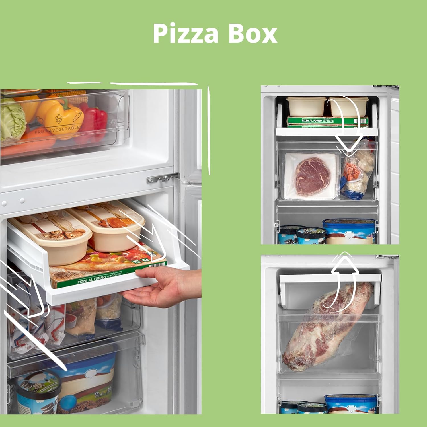 Comfee' RCB169DK3 Kühlschrank mit Gefrierfach 150cm Höhe/Kühl-/Gefrierkombination/Low Frost/174L/leise Kühlgefrierkombi 38dB/Einstellbare Kühlschranktemperatur/LED-Licht/156 kWh/Jahr/Schwarz