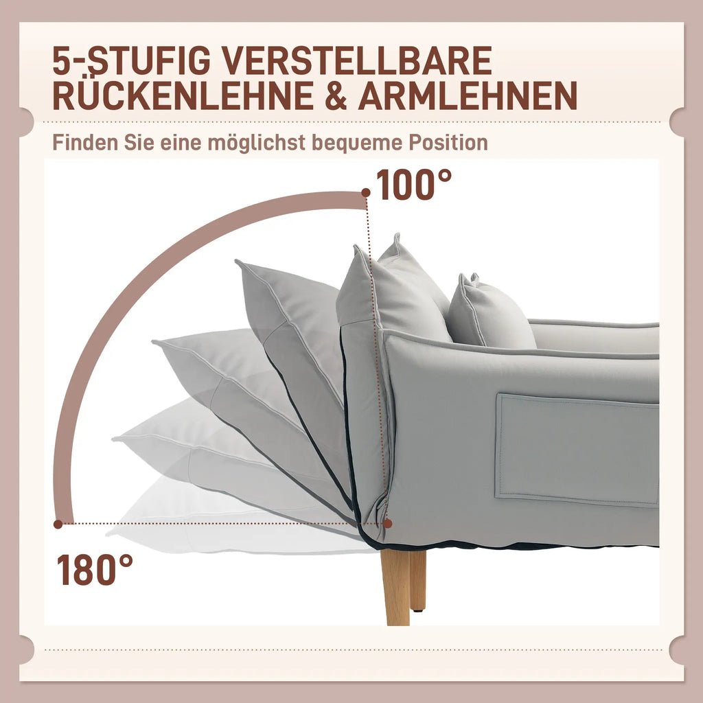 HOMCOM Schlafsessel mit 5-fach verstellbarer Rückenlehne 2in1 Bodensofa