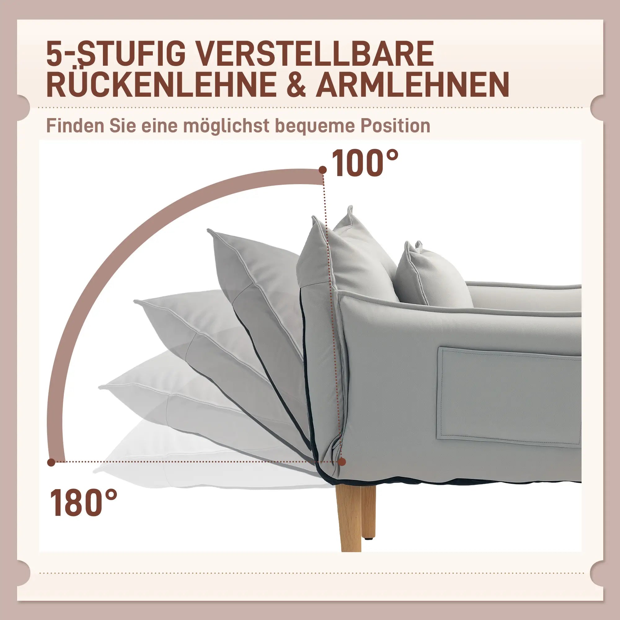 HOMCOM Schlafsessel mit 5-fach verstellbarer Rückenlehne 2in1 Bodensofa