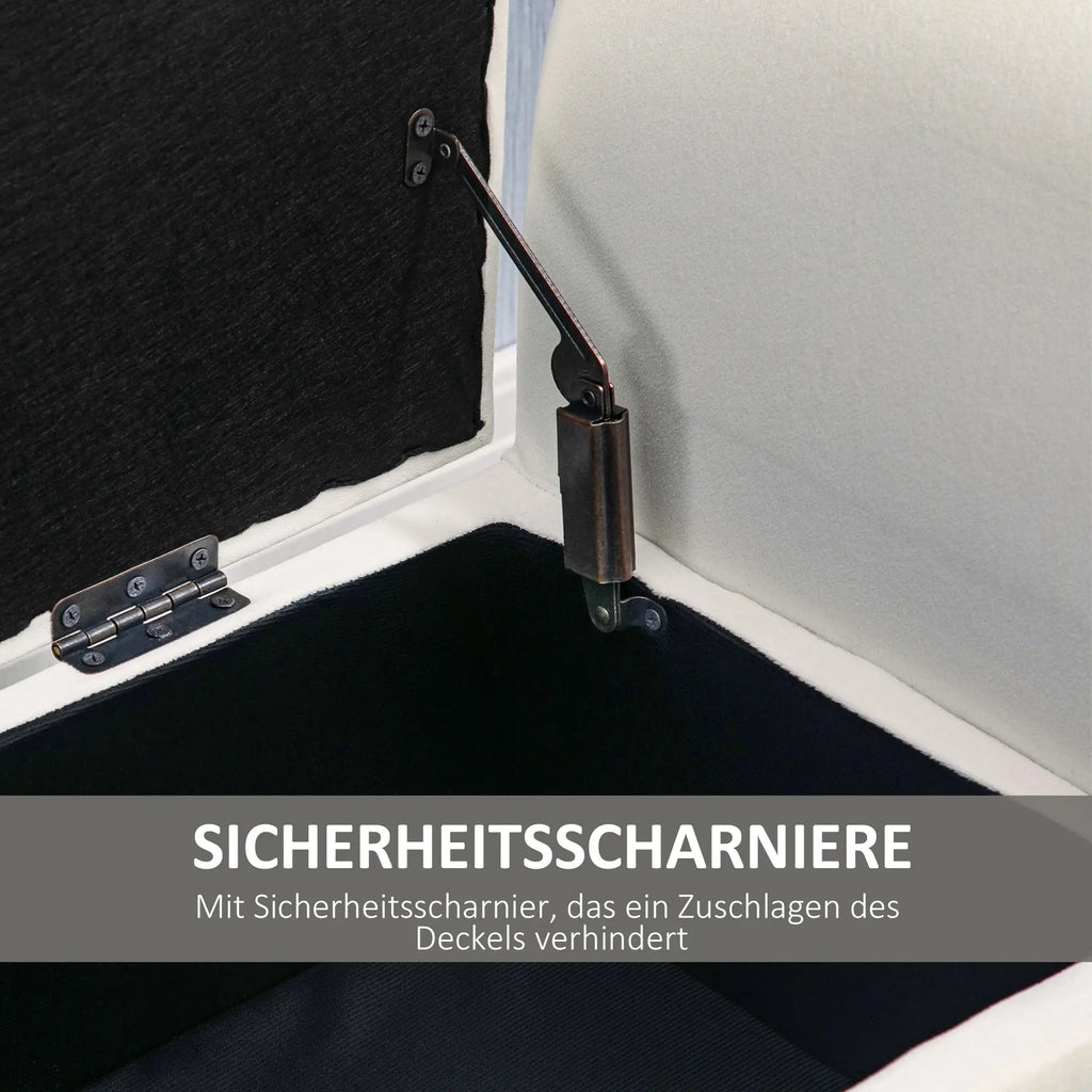 HOMCOM Polsterbank Stauraum Armlehne cremeweiß