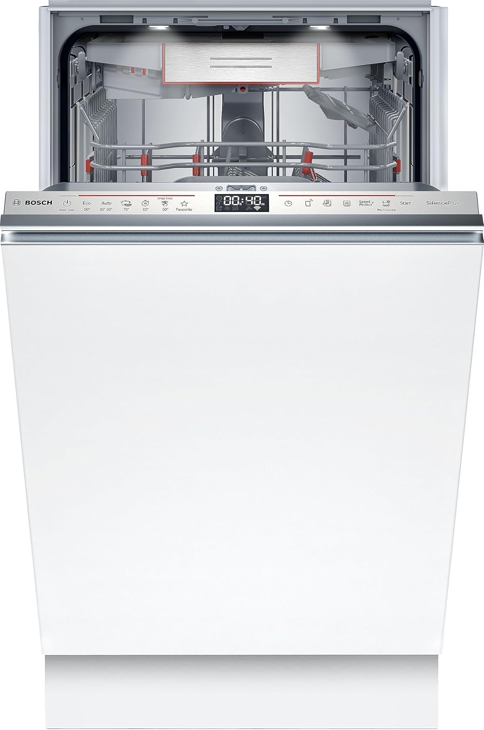 Bosch SPV2IKX10E Serie 2 Smarter Geschirrspüler vollintegriert, 45 cm breit, Besteckkorb, Extra Trocknen auf Knopfdruck, InfoLight roter Lichtpunkt am Boden, AquaStop Schutz gegen Wasserschäden, Weiß