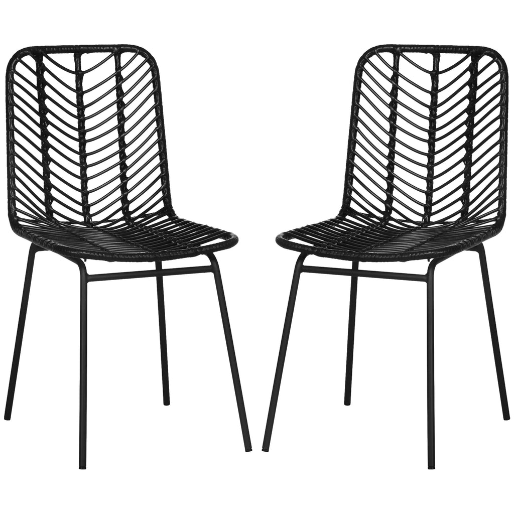 HOMCOM Esszimmerstuhl 2er-Set Boho-Design rattanoptik