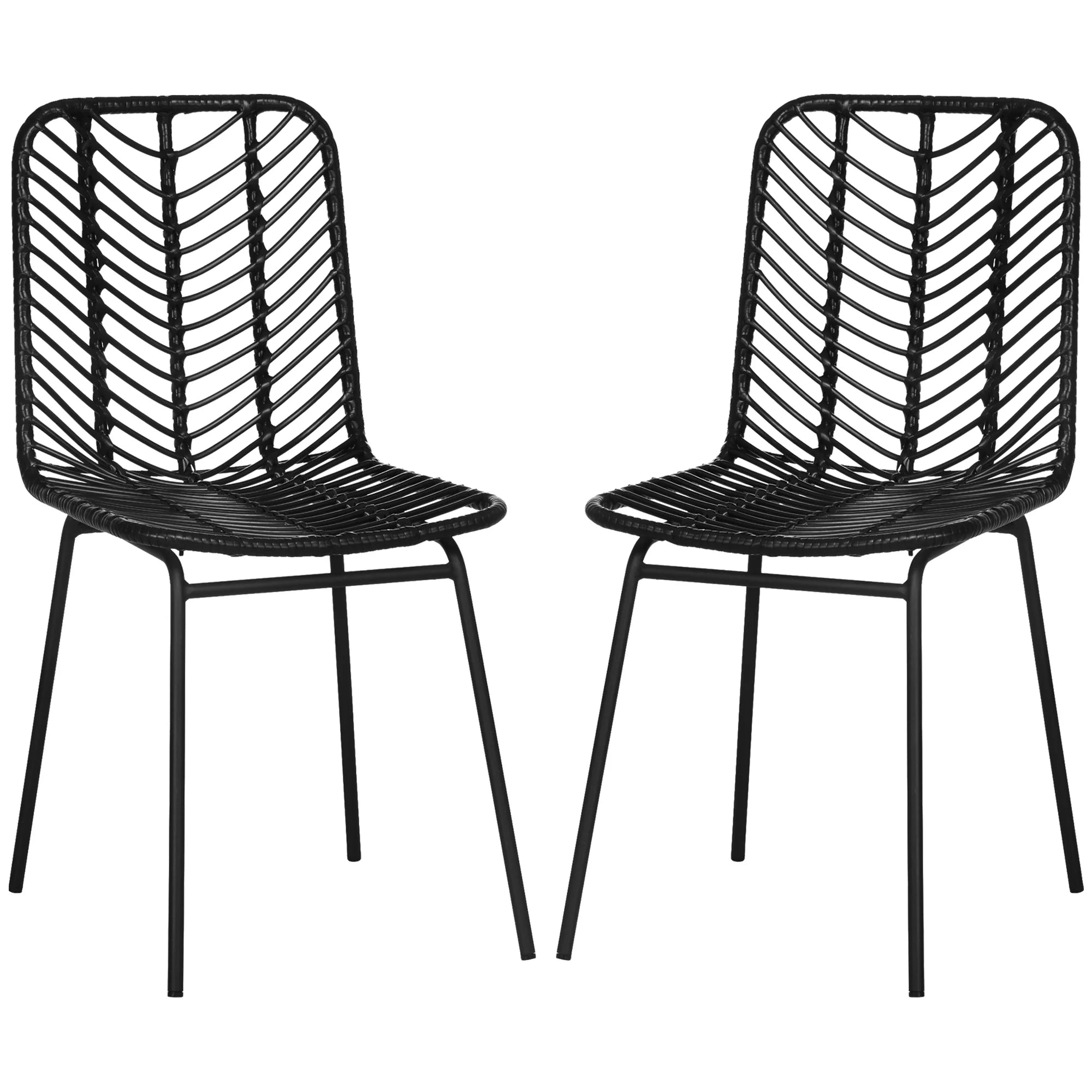 HOMCOM Esszimmerstuhl 2er-Set Boho-Design rattanoptik