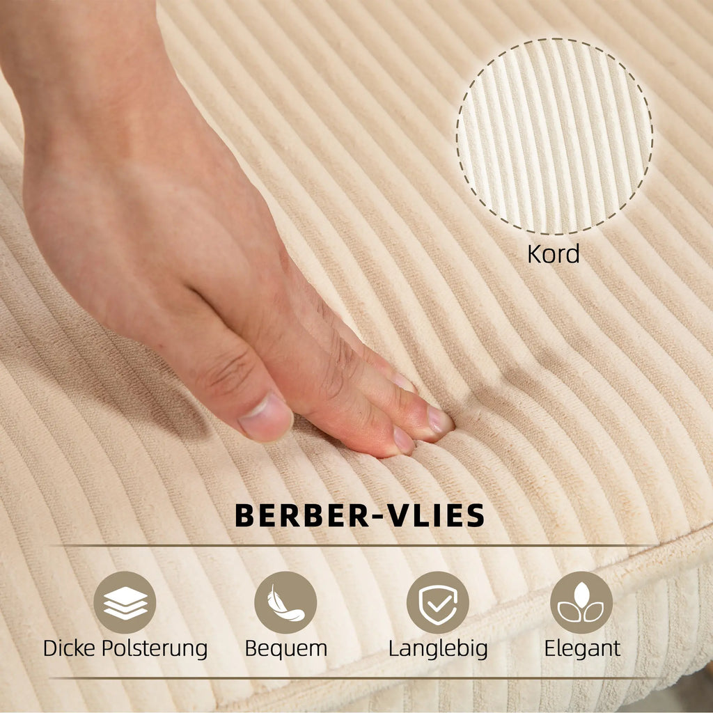 HOMCOM Schaukelstuhl mit Kordoptik & Holzkufen – Beige
