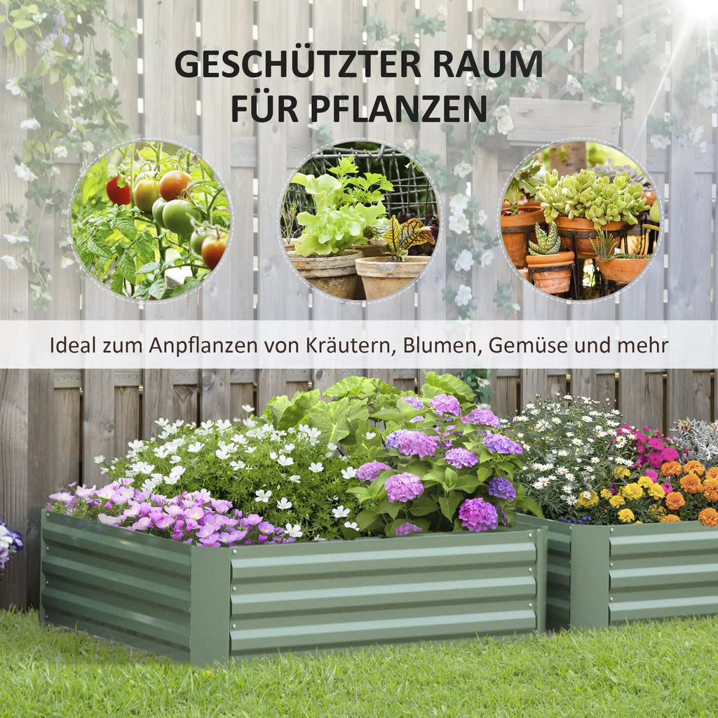 Outsunny Pflanzkasten Set 2er offen Boden wetterfest Stahl