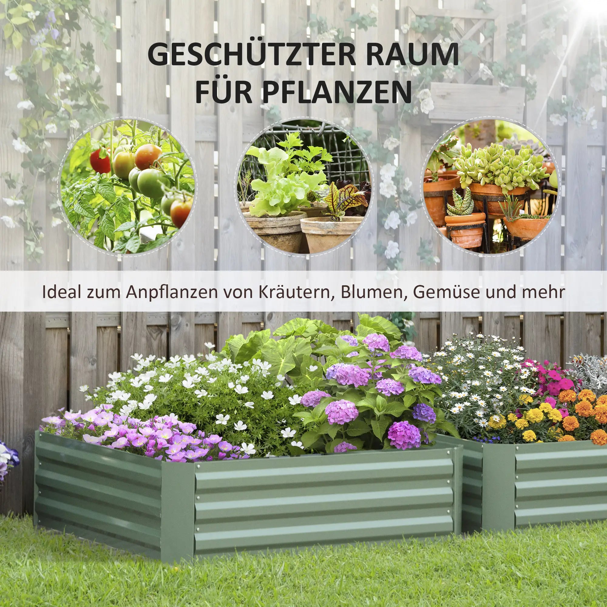 Outsunny Pflanzkasten Set 2er offen Boden wetterfest Stahl