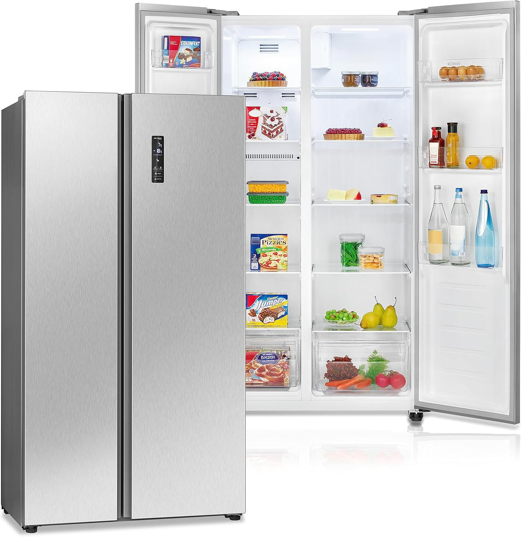 Bomann® Side by Side Kühl Gefrierkombination | No Frost | 442L Inhalt | Kühlschrank mit Gefrierfach | Kühlschrank mit MultiAirflow-Technologie | Verbrauch 287 kWh/Jahr | SBS 7344 inox