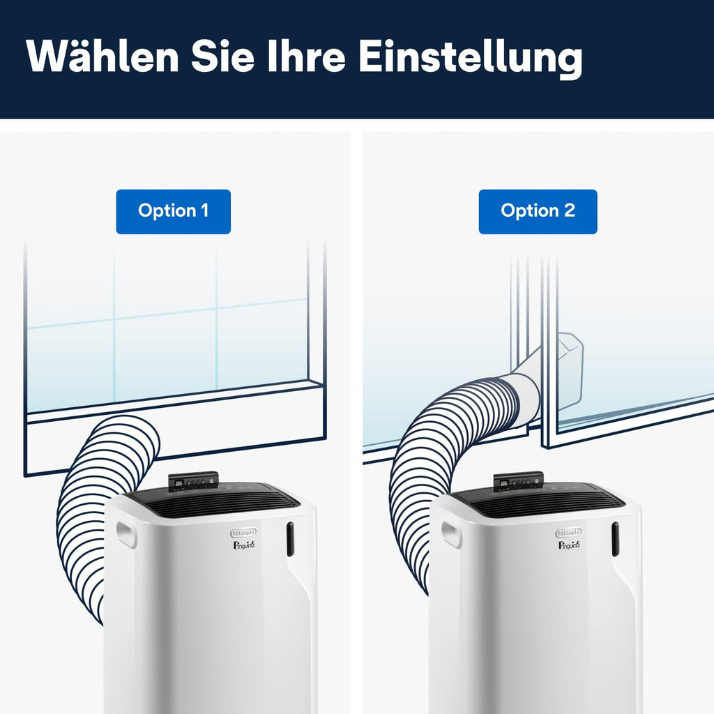 De'Longhi Pinguino PAC EM93 Silent, Mobile Klimaanlage für Räume bis zu 90 m³, 10.500 BTU/h, 2,6 kW, 63 dB, Entfeuchtungsfunktion, Energieklasse A, 24h-Timer, Weiß