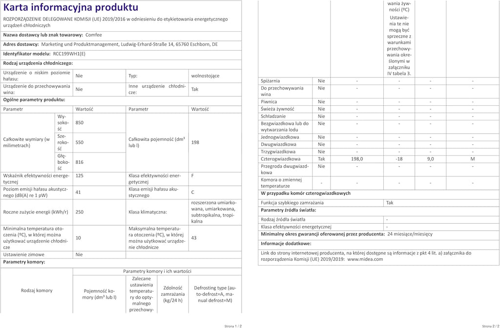 Comfee RCC100WH2(E) Gefriertruhe/169 kWh/Jahr/85cm hoch/99L/38dB/Geringe Lautstärke/Hoch effizientesD-förmigesRohr/Geeignet für verschiedene Einsatzszenarien/Einstellbarer Temperaturregler/Weiß