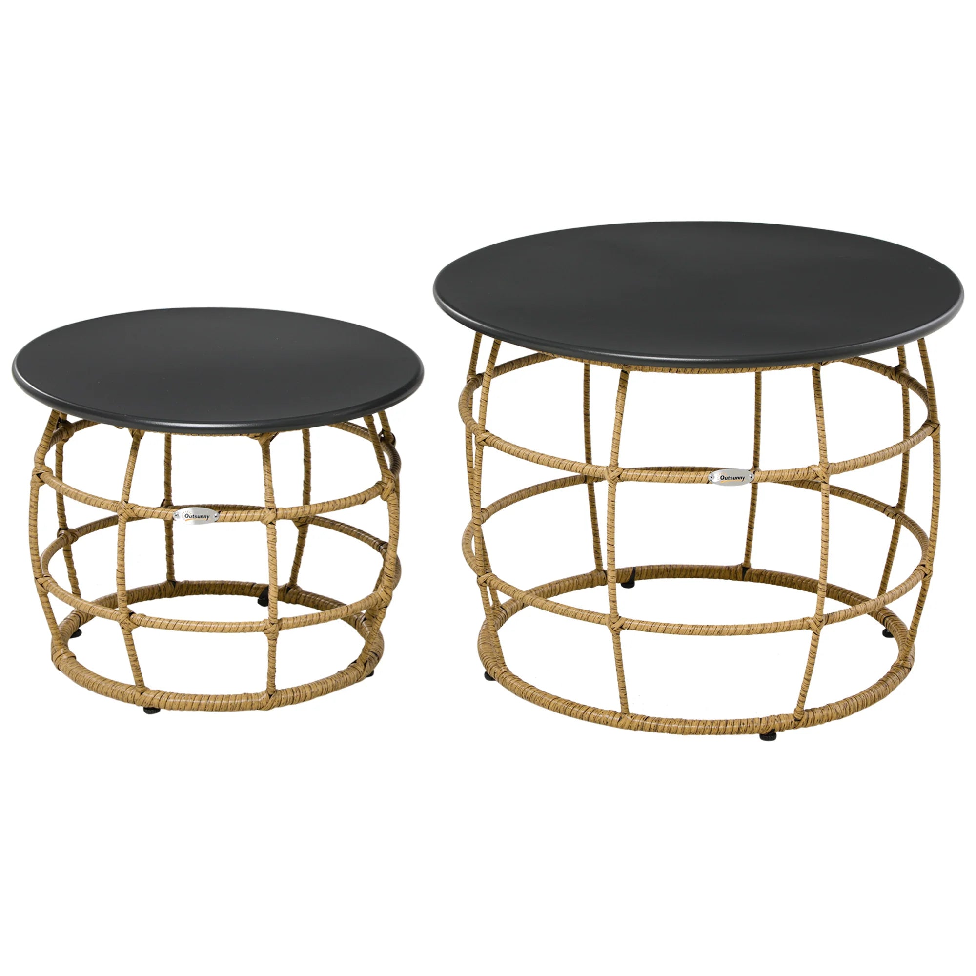 Outsunny Gartentisch 2er-Set stapelbar keine Montage Boho