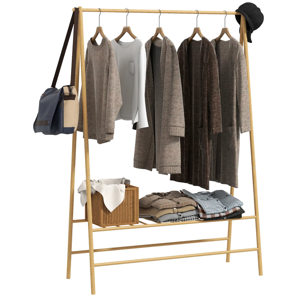 HOMCOM Garderobenständer Bambus 116x43,5x160 cm Naturholz