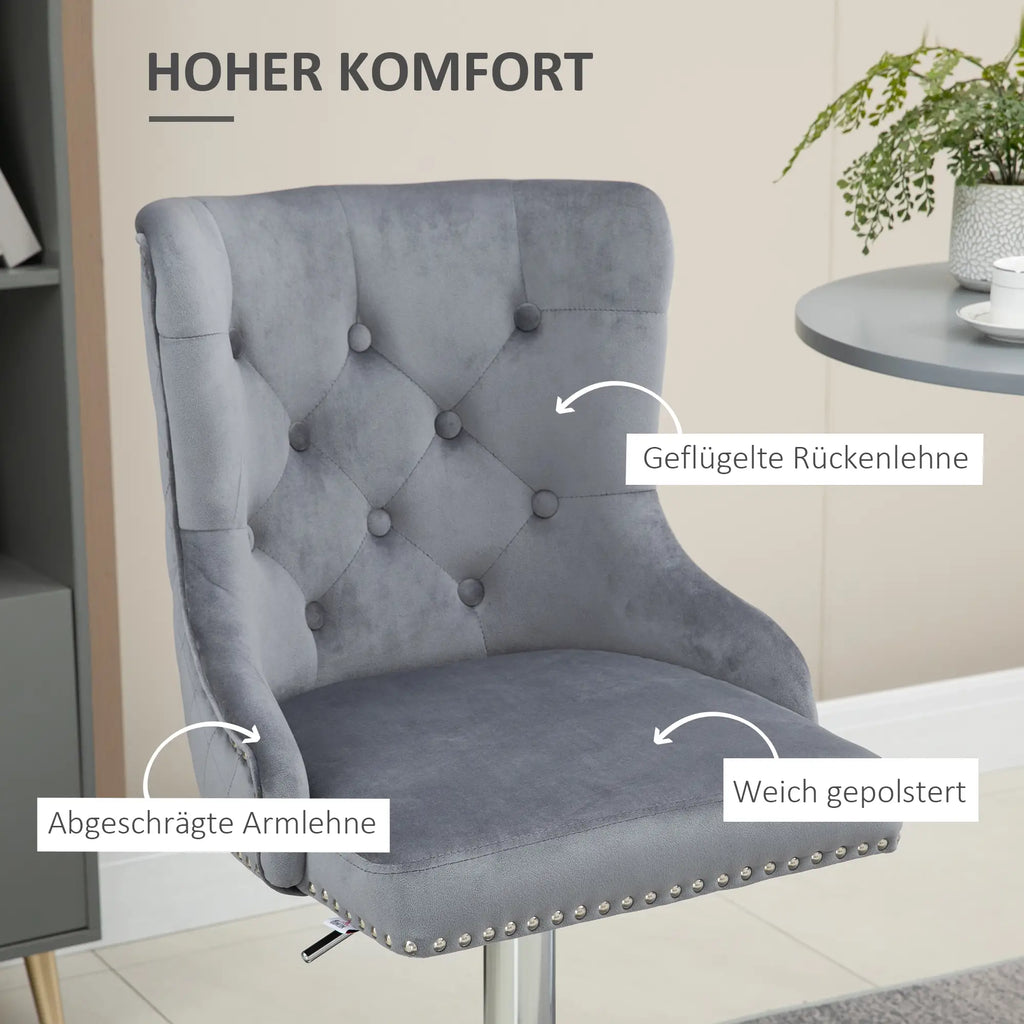 HOMCOM Barhocker 2er-Set höhenverstellbar drehbar Tufting