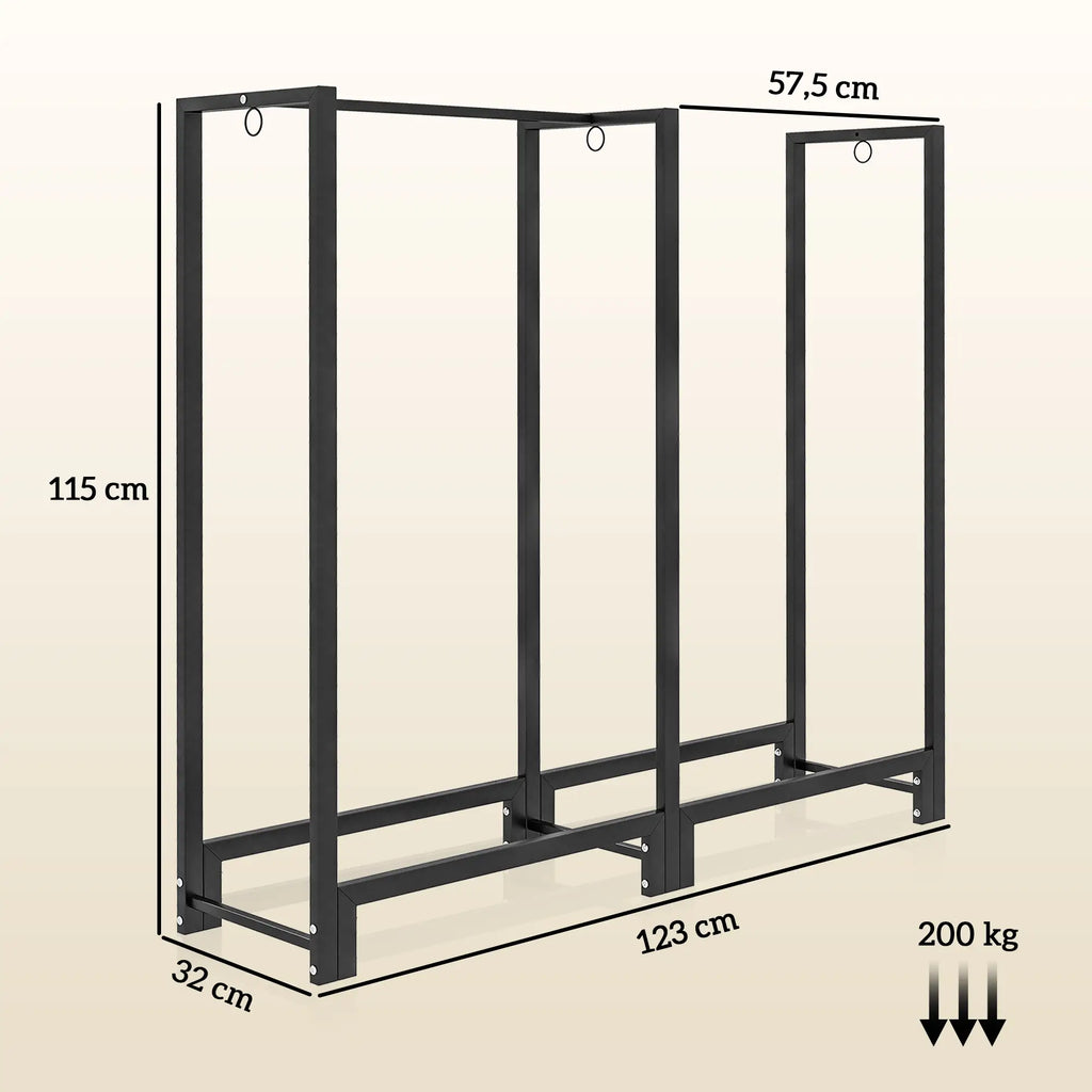 Outsunny Kaminholzregal 123 × 32 × 115 cm – 2 Abschnitte, bis 200 kg