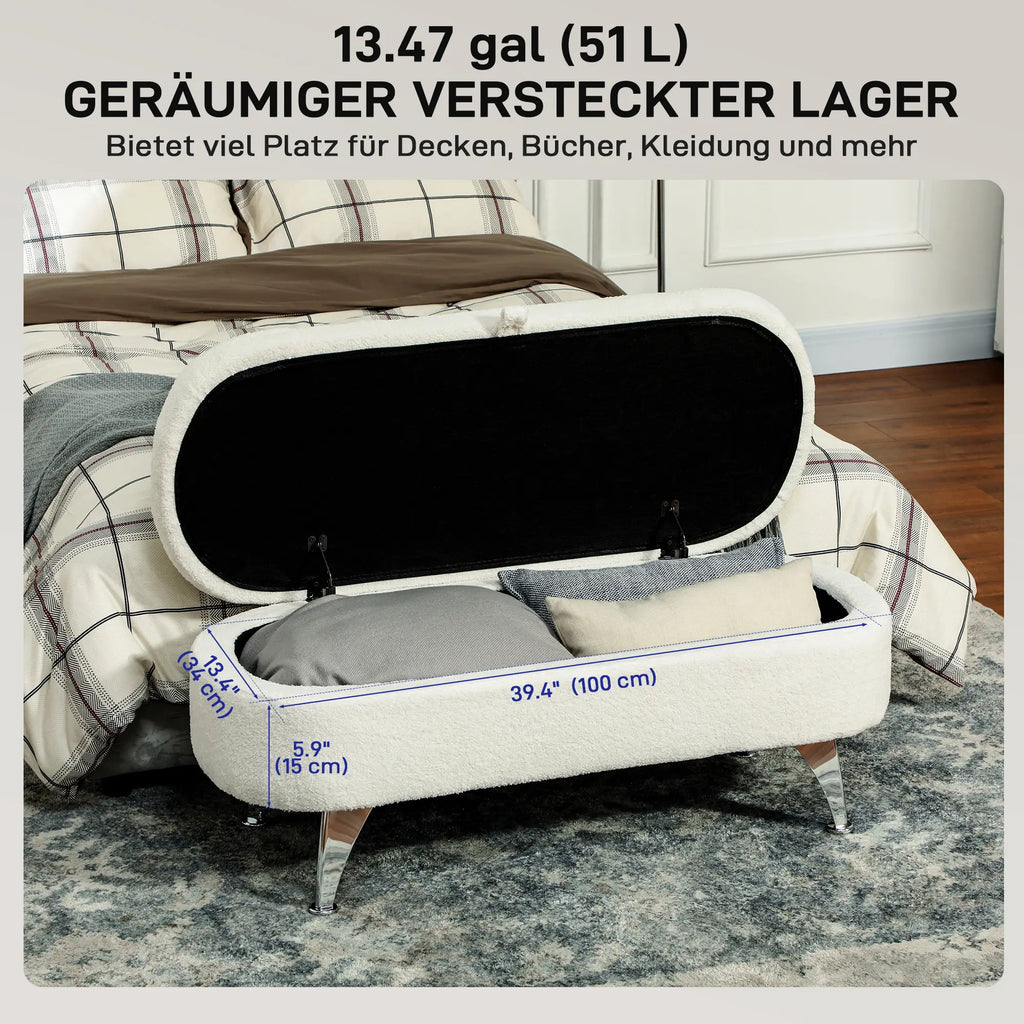HOMCOM Sitzbank mit Stauraum 114 × 47 × 46,5 cm Weiß