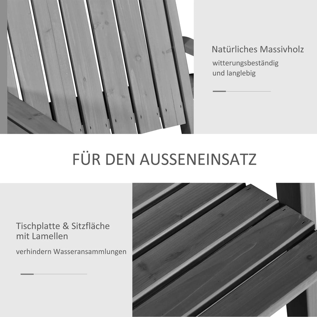 Outsunny Gartenbank mit Tisch Regenschirmloch 2-Sitzer Massivholz