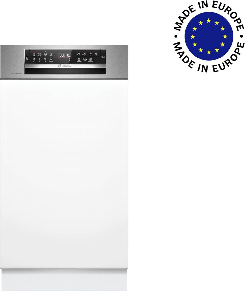 Bosch SPV2IKX10E Serie 2 Smarter Geschirrspüler vollintegriert, 45 cm breit, Besteckkorb, Extra Trocknen auf Knopfdruck, InfoLight roter Lichtpunkt am Boden, AquaStop Schutz gegen Wasserschäden, Weiß