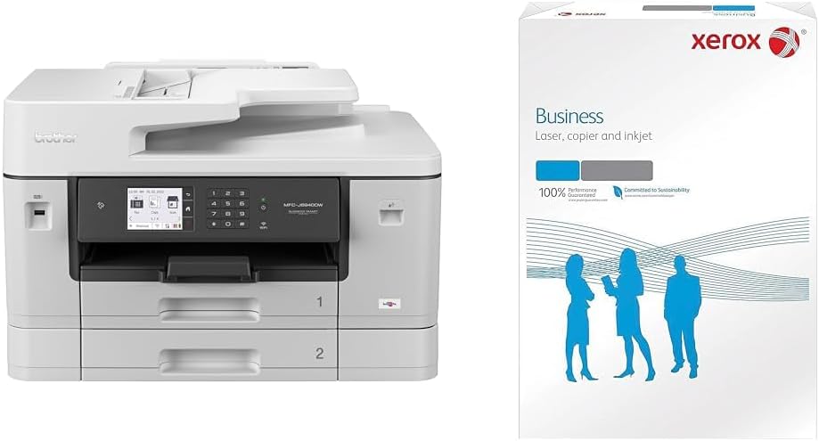 Brother MFC-J6940DW DIN A3 4-in-1 Farbtintenstrahl-Multifunktionsgerät (2 x 250 Blatt Papierkassette, Drucken, scannen, kopieren, faxen), Weiß, Mittel