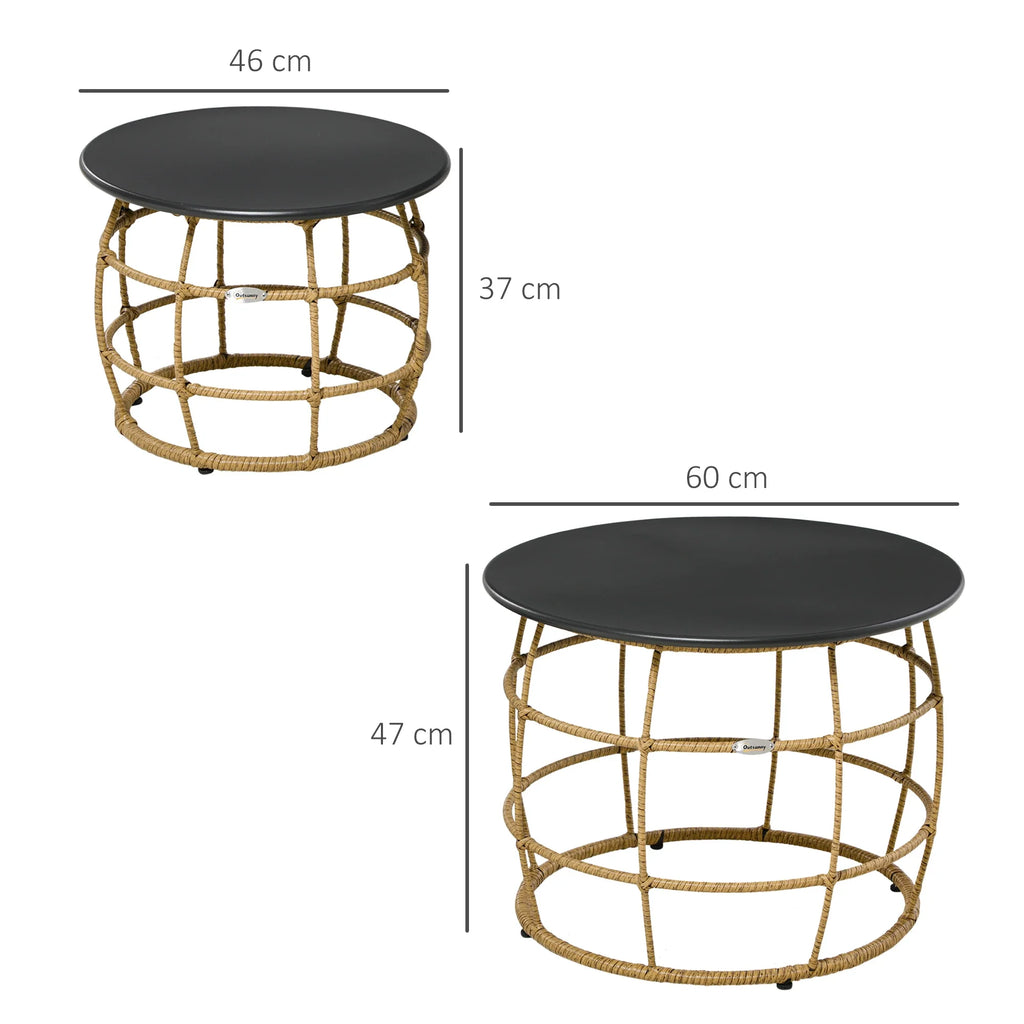 Outsunny Gartentisch 2er-Set stapelbar keine Montage Boho